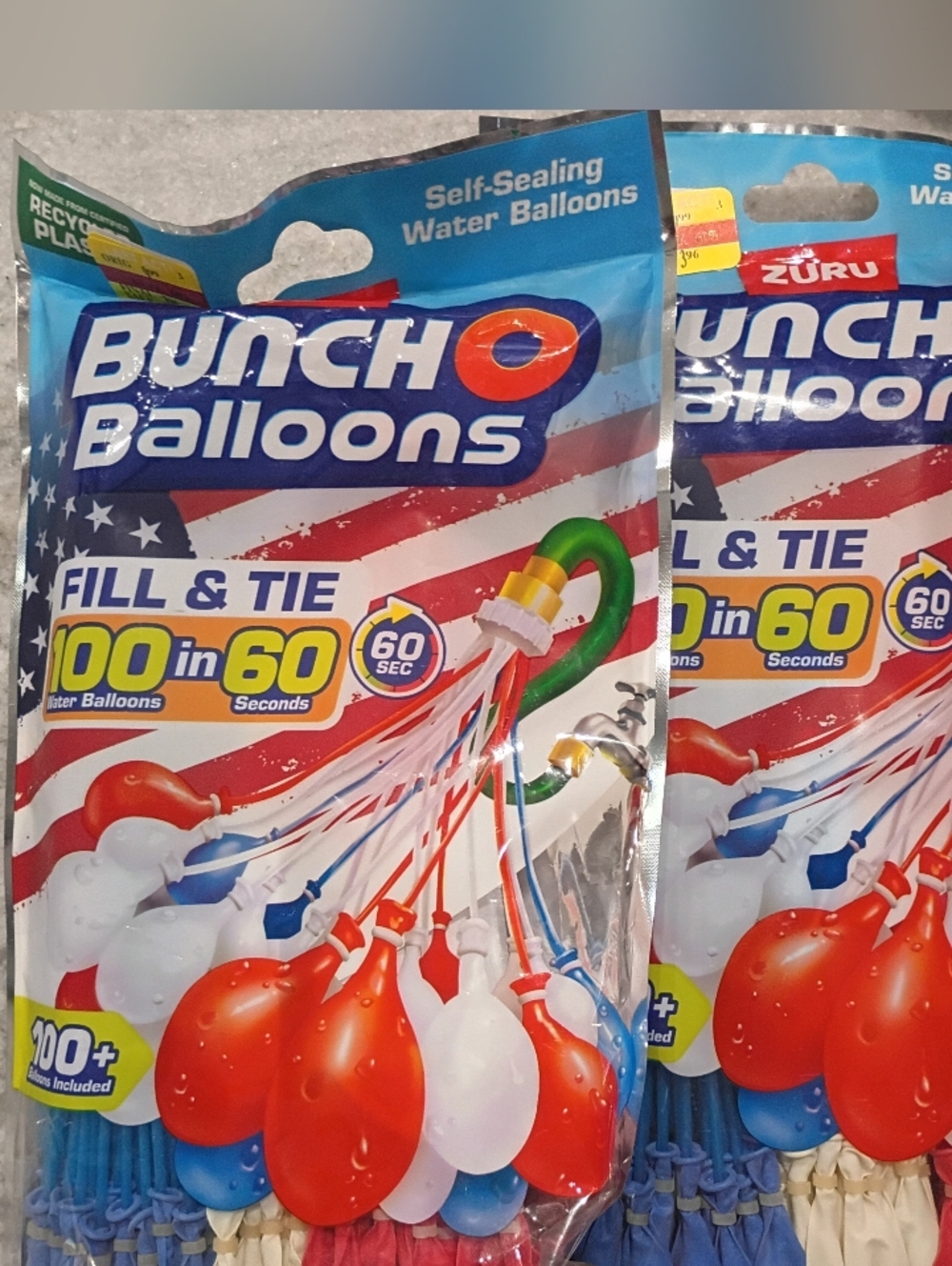 Bunch O Balloons Self-Sealing Water Balloons - Red, White, Blue. Set Of 2.